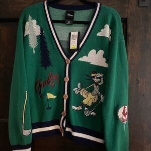 Disney Green Goofy Cardigan Sweater